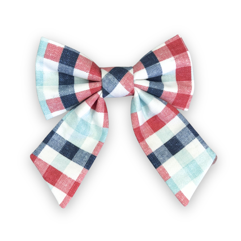 Red, White, and Blue Gingham Sailor Bow
