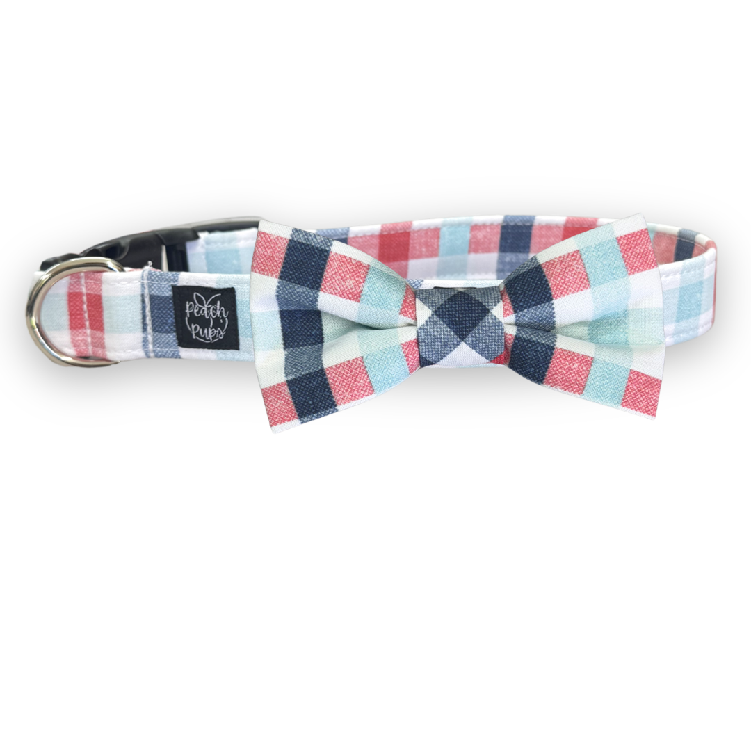Red, White, and Blue Gingham Bow Tie