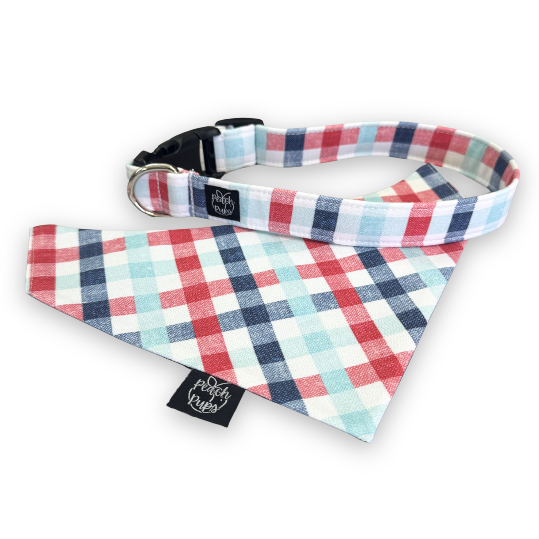 Red, White, and Blue Gingham Collar