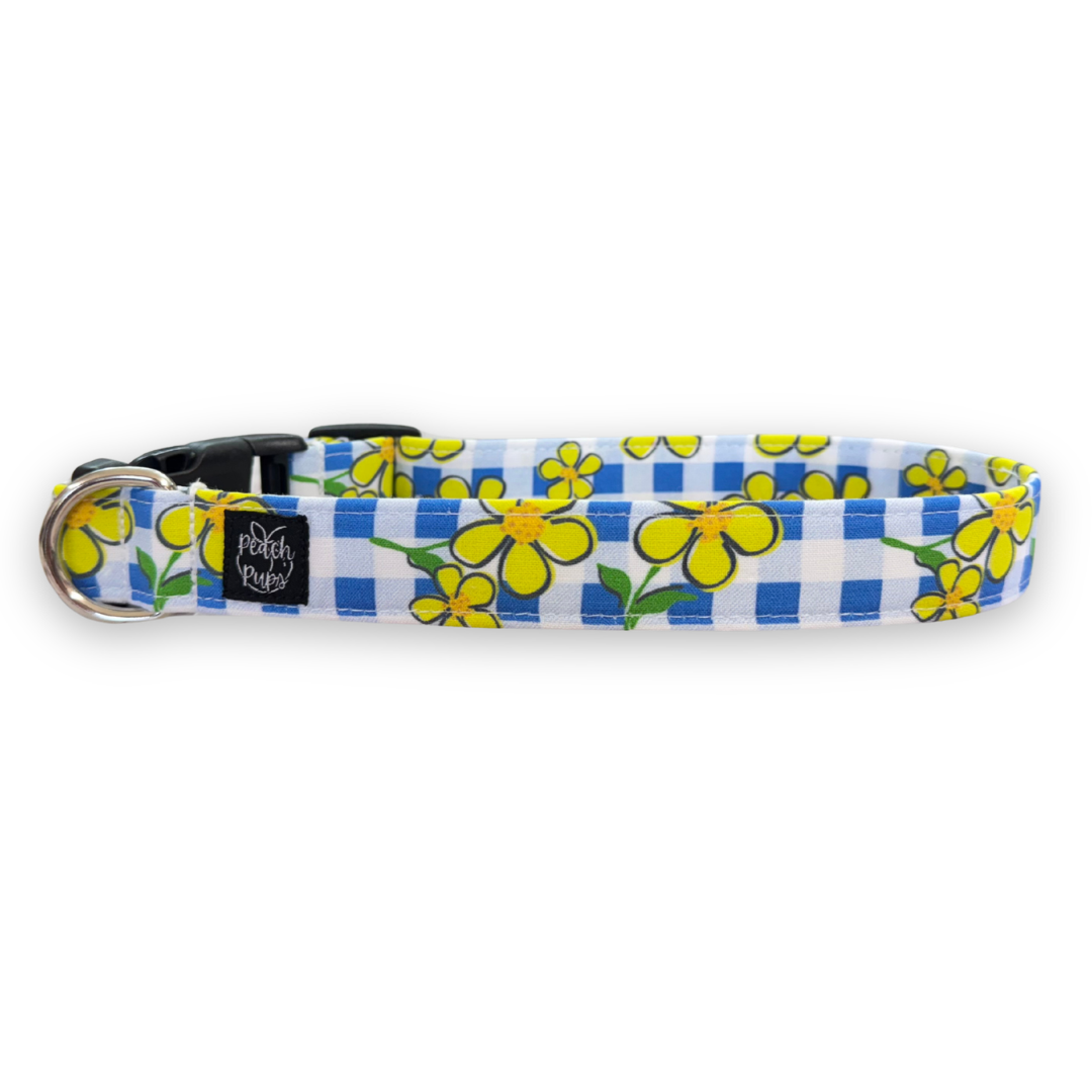 Yellow Floral Gingham Collar