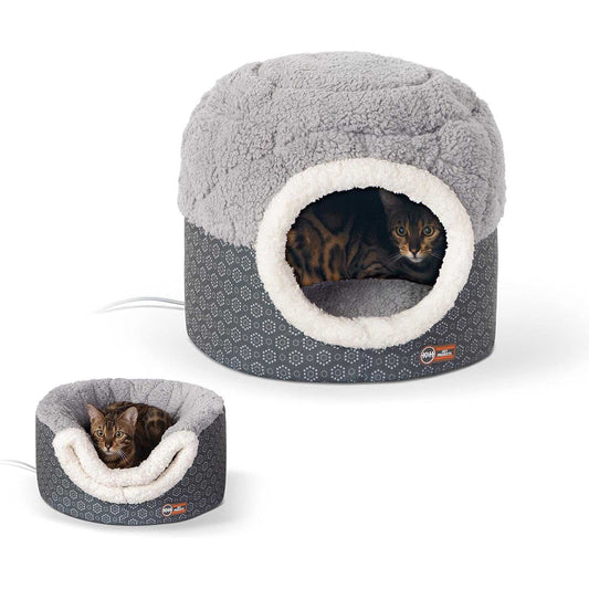 K&H Thermo-Pet Nest Heated Cat Bed – Soft Plush Indoor Cat Cave